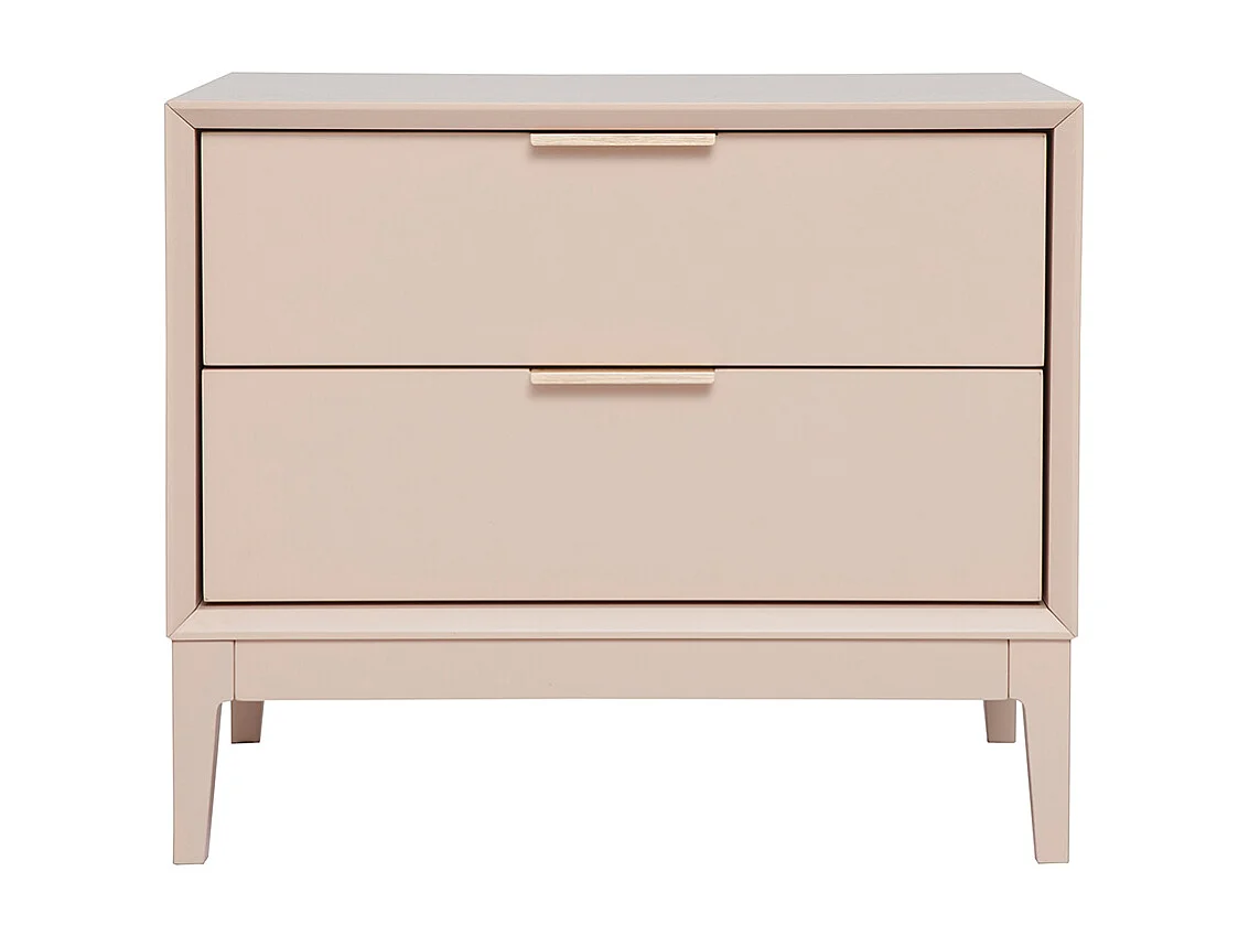 Table de chevet rose poudré et métal doré avec rangements GIANA