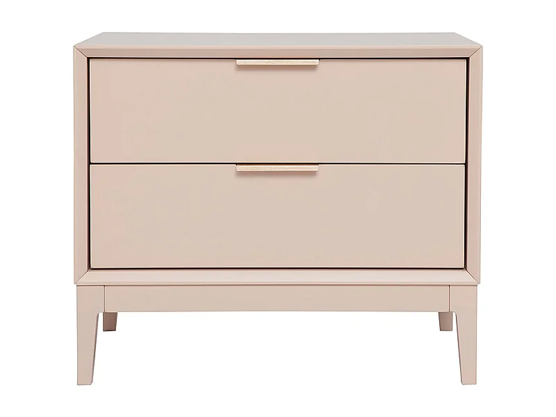 Table de chevet rose poudré et métal doré avec rangements GIANA