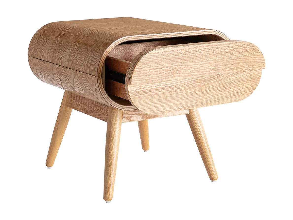 Table de chevet avec tiroir vintage bois clair BJORG