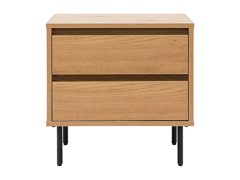 Table de chevet avec rangements 2 tiroirs finition bois clair chêne ARAGON