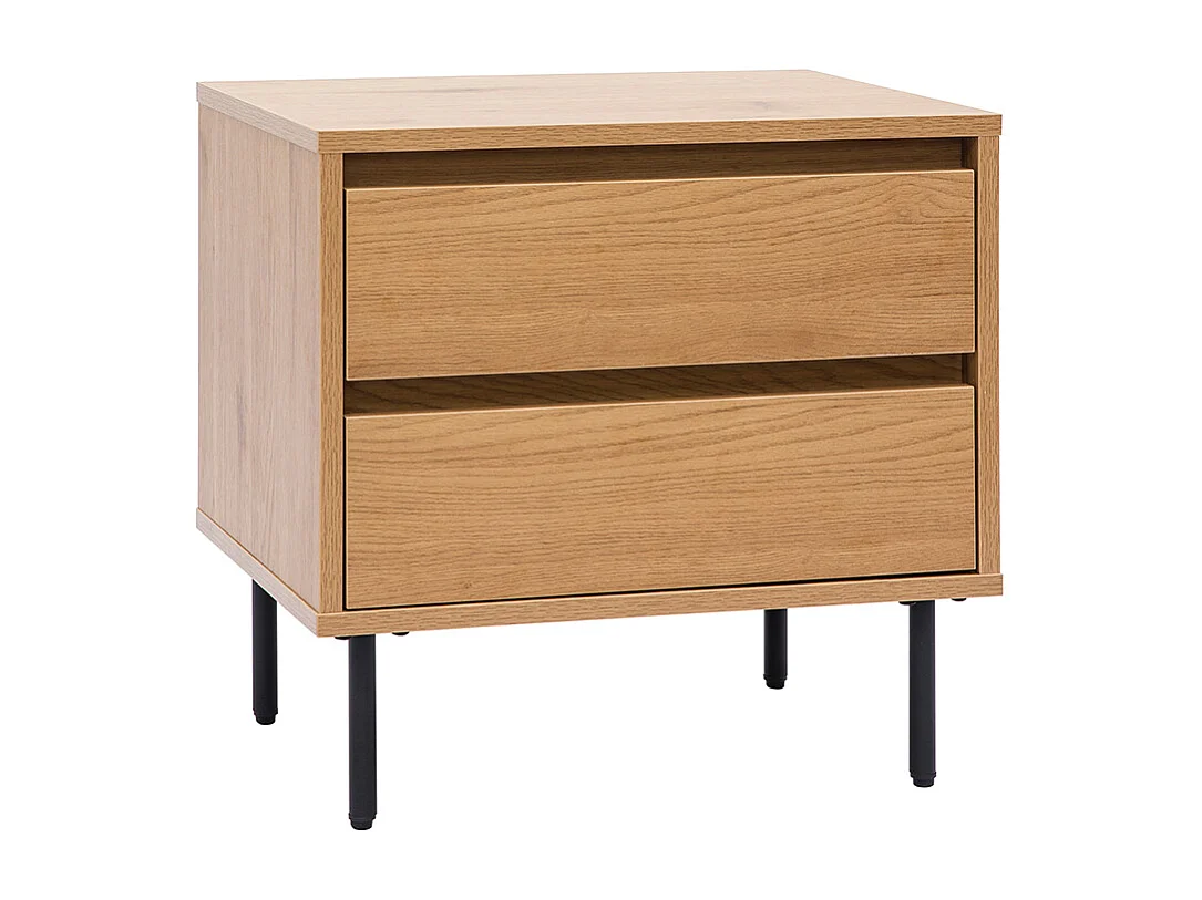 Table de chevet avec rangements 2 tiroirs finition bois clair chêne ARAGON