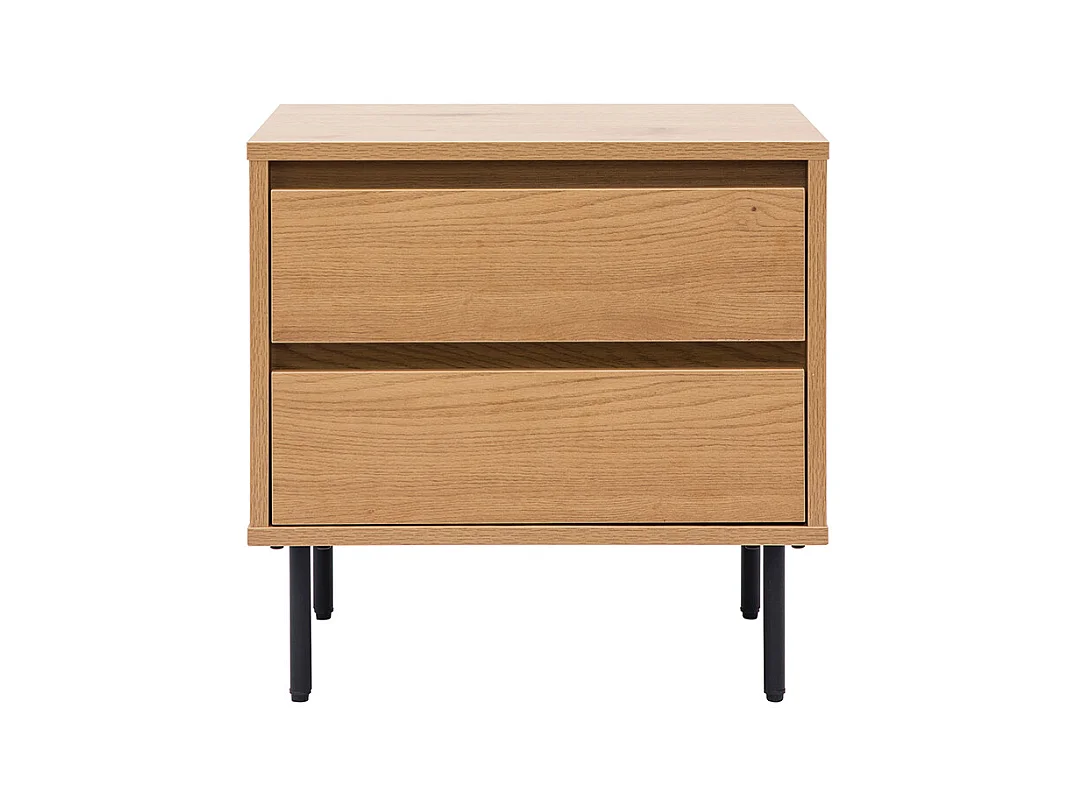 Table de chevet avec rangements 2 tiroirs finition bois clair chêne ARAGON
