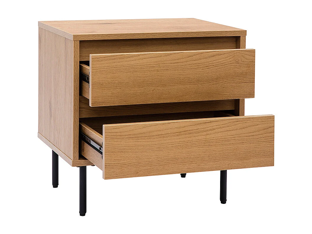 Comodino finitura legno chiaro rovere 2 cassetti ARAGON