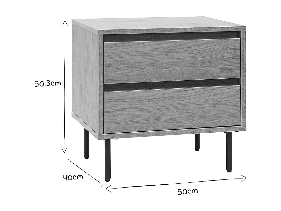 Comodino finitura legno chiaro rovere 2 cassetti ARAGON