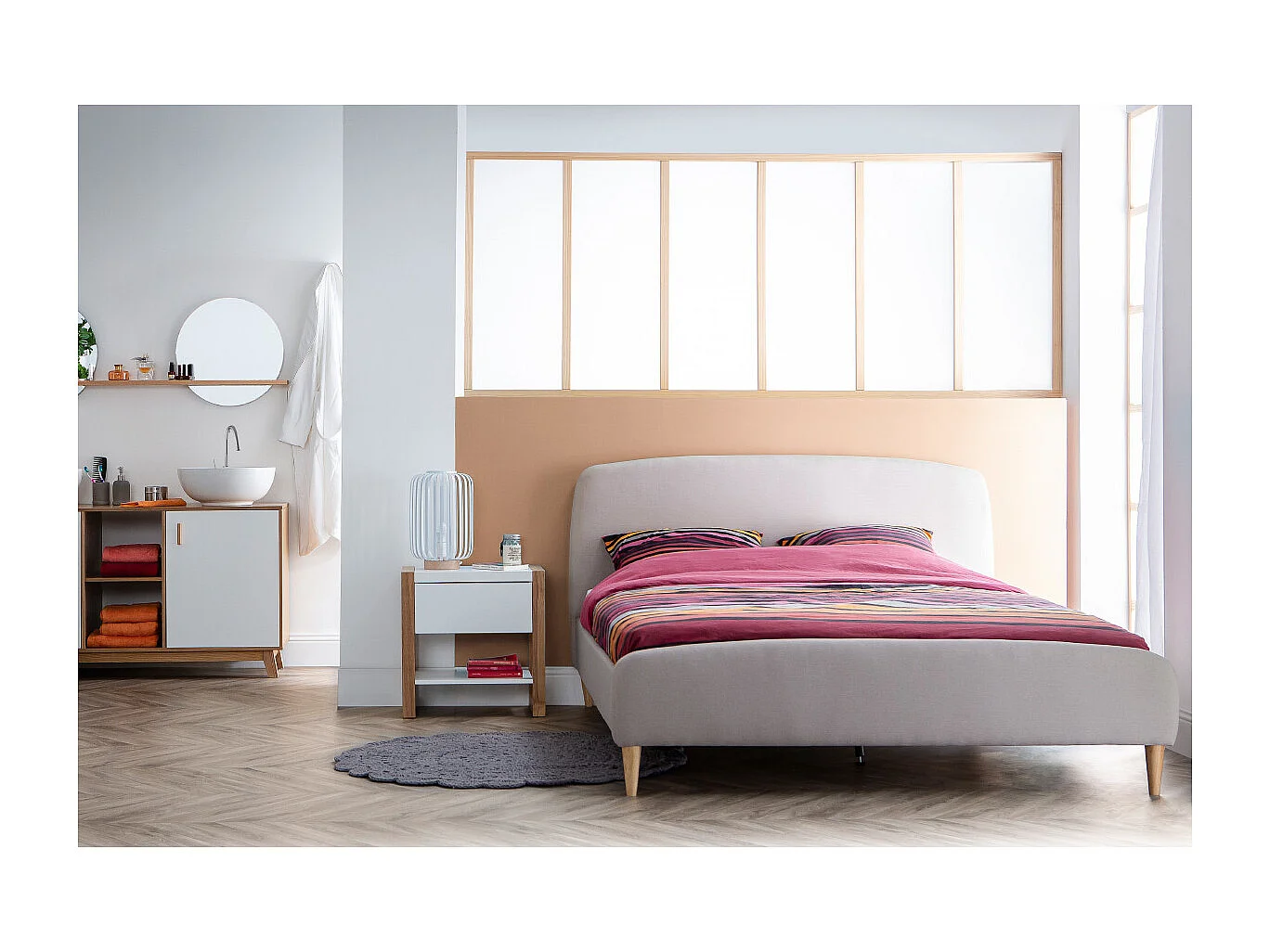 Comodino design colore bianco e quercia ARMEL