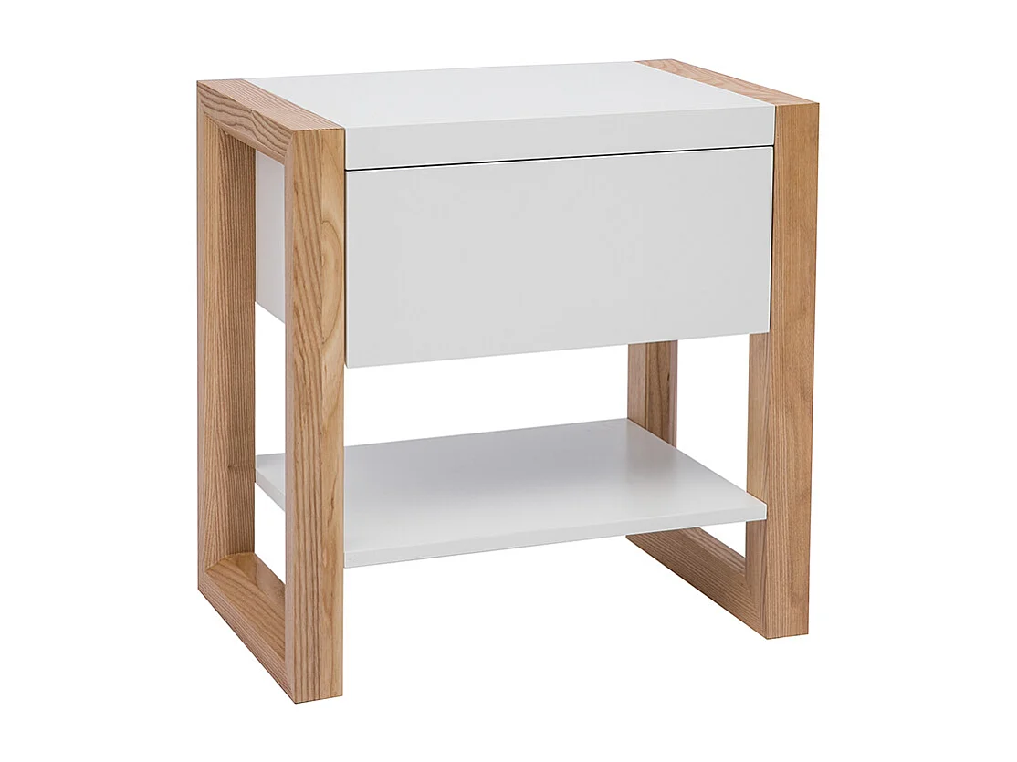 Comodino design colore bianco e quercia ARMEL