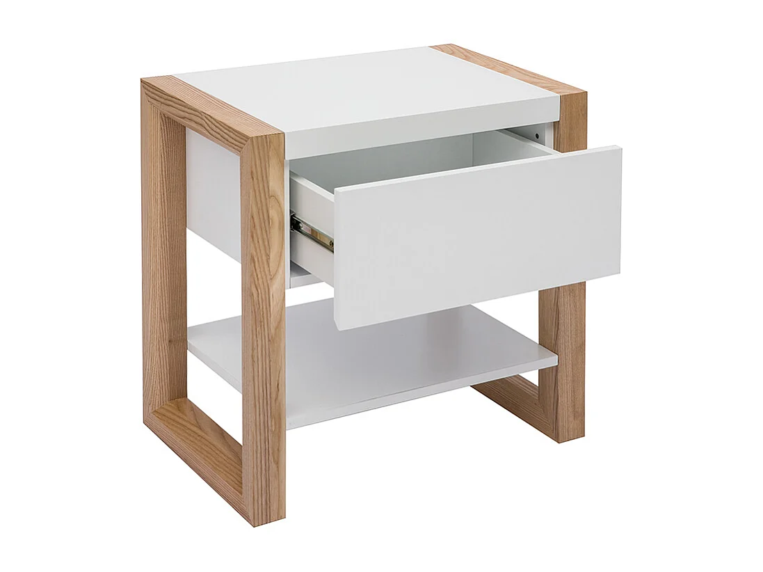 Comodino design colore bianco e quercia ARMEL