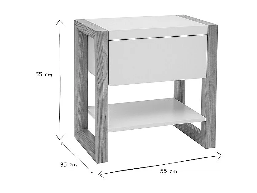 Comodino design colore bianco e quercia ARMEL