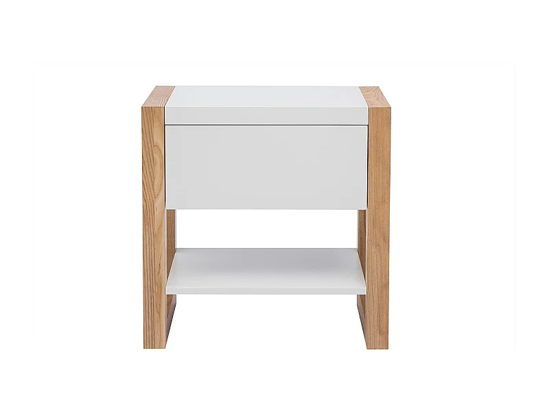 Comodino design colore bianco e quercia ARMEL