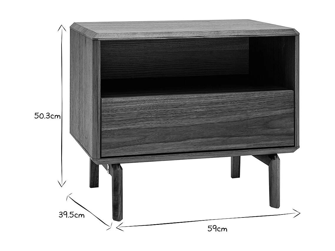 Table de chevet bois foncé noyer SUVA