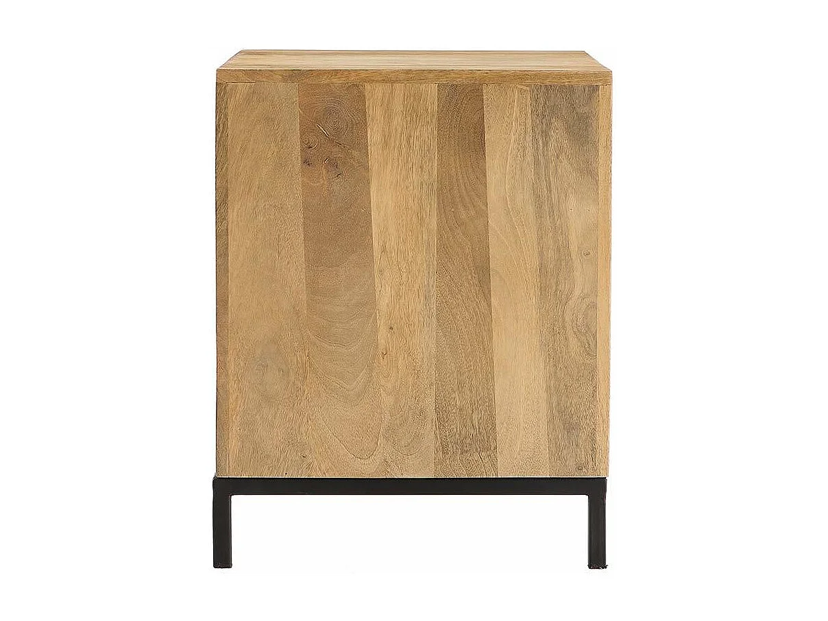 Comodino in legno di mango e metallo perforato RACK