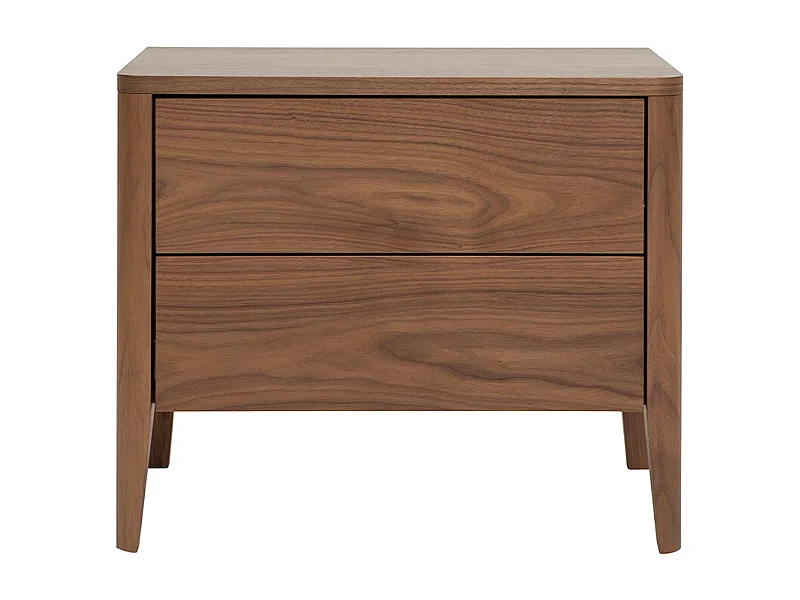 Table de chevet avec rangements 2 tiroirs bois foncé noyer BENJA