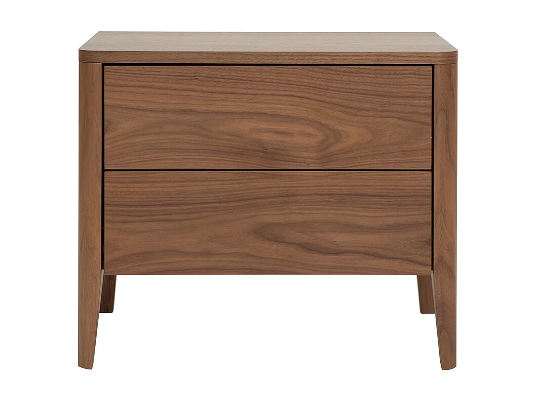 Table de chevet avec rangements 2 tiroirs bois foncé noyer BENJA