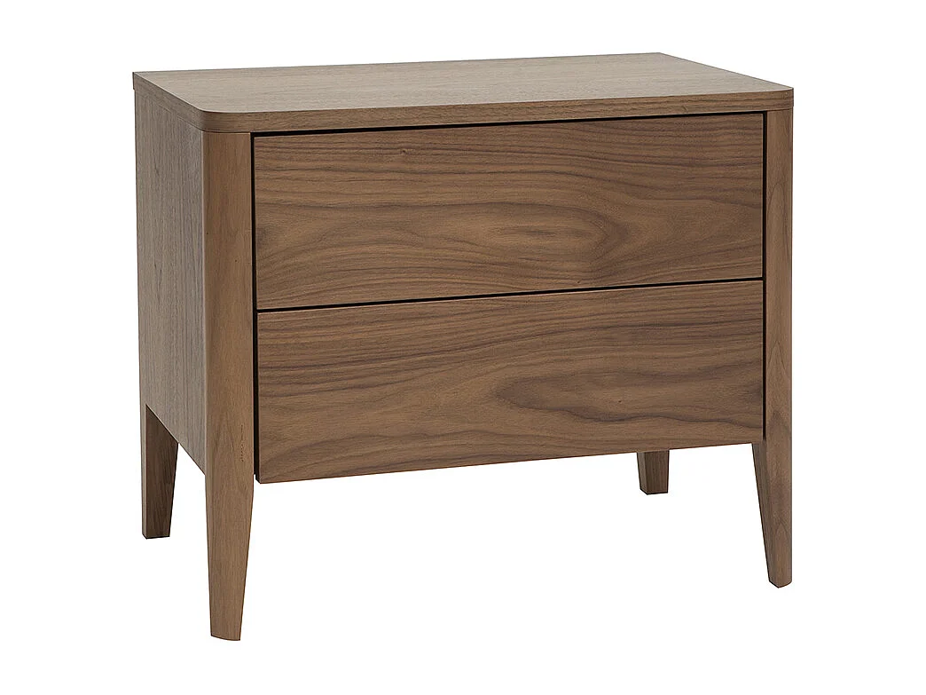 Table de chevet avec rangements 2 tiroirs bois foncé noyer BENJA