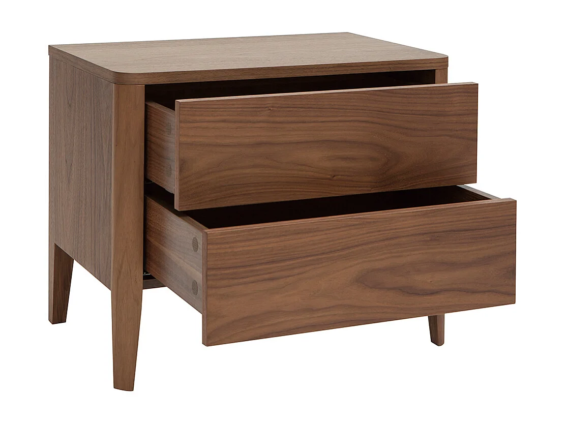 Table de chevet avec rangements 2 tiroirs bois foncé noyer BENJA