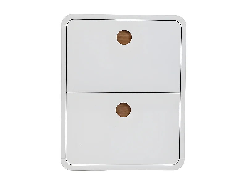 Zapatero 2 cajones blanco brillante y fresno KOPEN