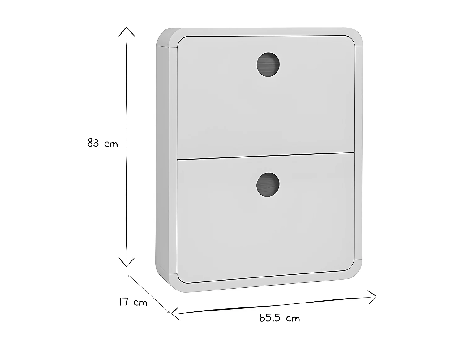 Zapatero 2 cajones blanco brillante y fresno KOPEN