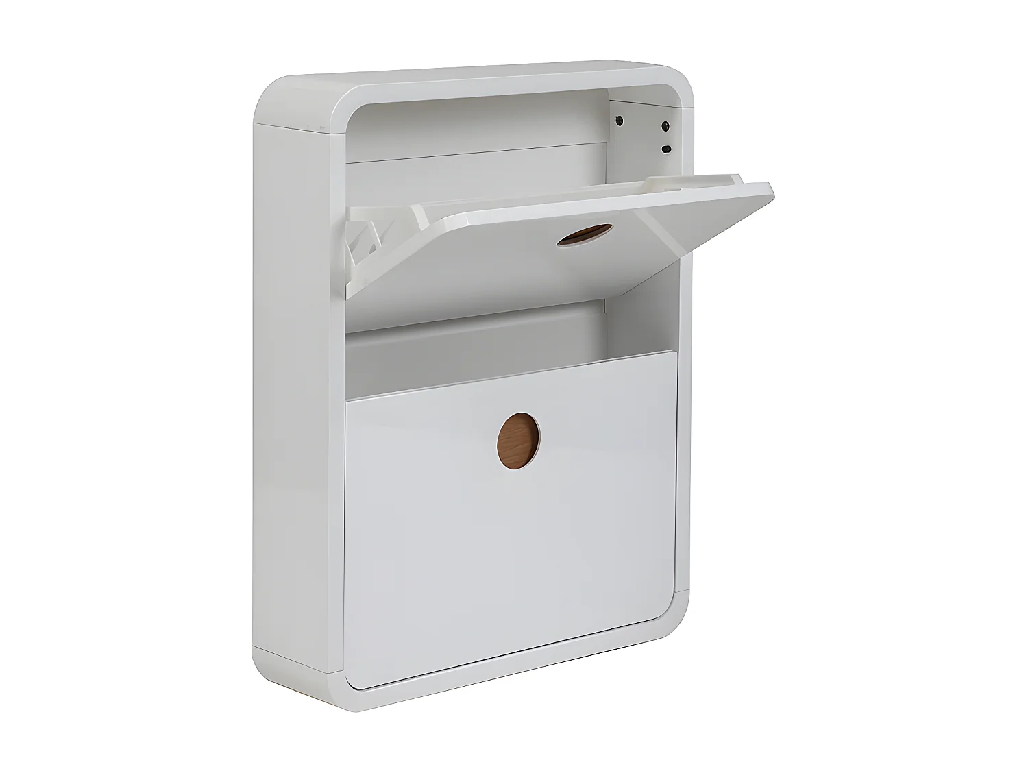 Scarpiera 2 porte bianco lucido e frassino KOPEN