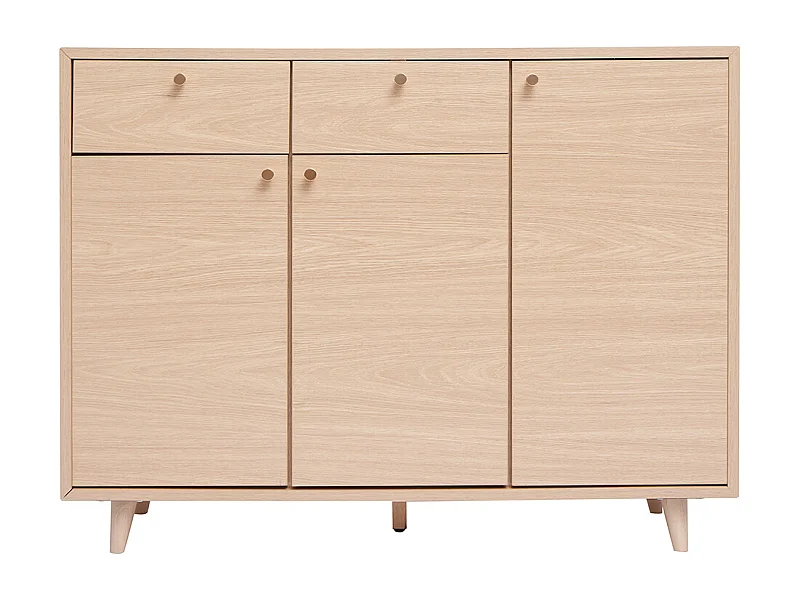 Mueble de almacenaje de entrada con acabado de roble claro y metal dorado 110 cm SILVESTRE