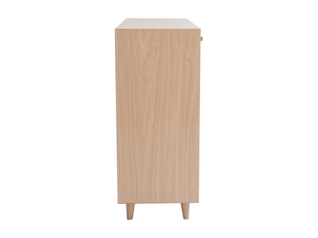 Meuble d'entrée -  meuble de rangements à chaussures finition bois clair chêne et métal doré L110 cm SILVESTRE