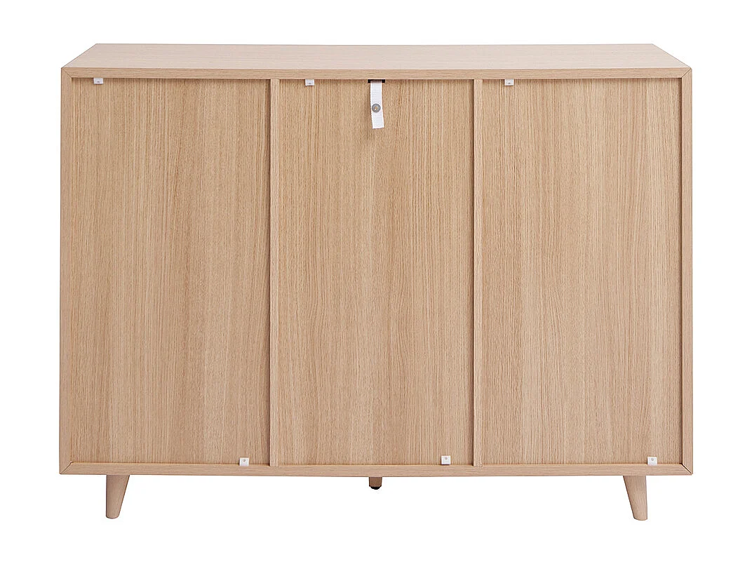 Meuble d'entrée -  meuble de rangements à chaussures finition bois clair chêne et métal doré L110 cm SILVESTRE