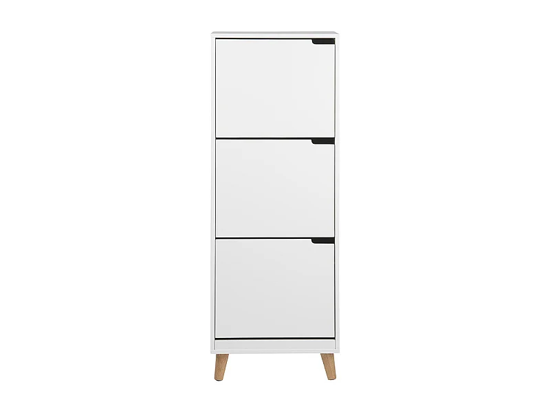 Mueble zapatero nórdico 3 cajones madera y blanco MITRAA