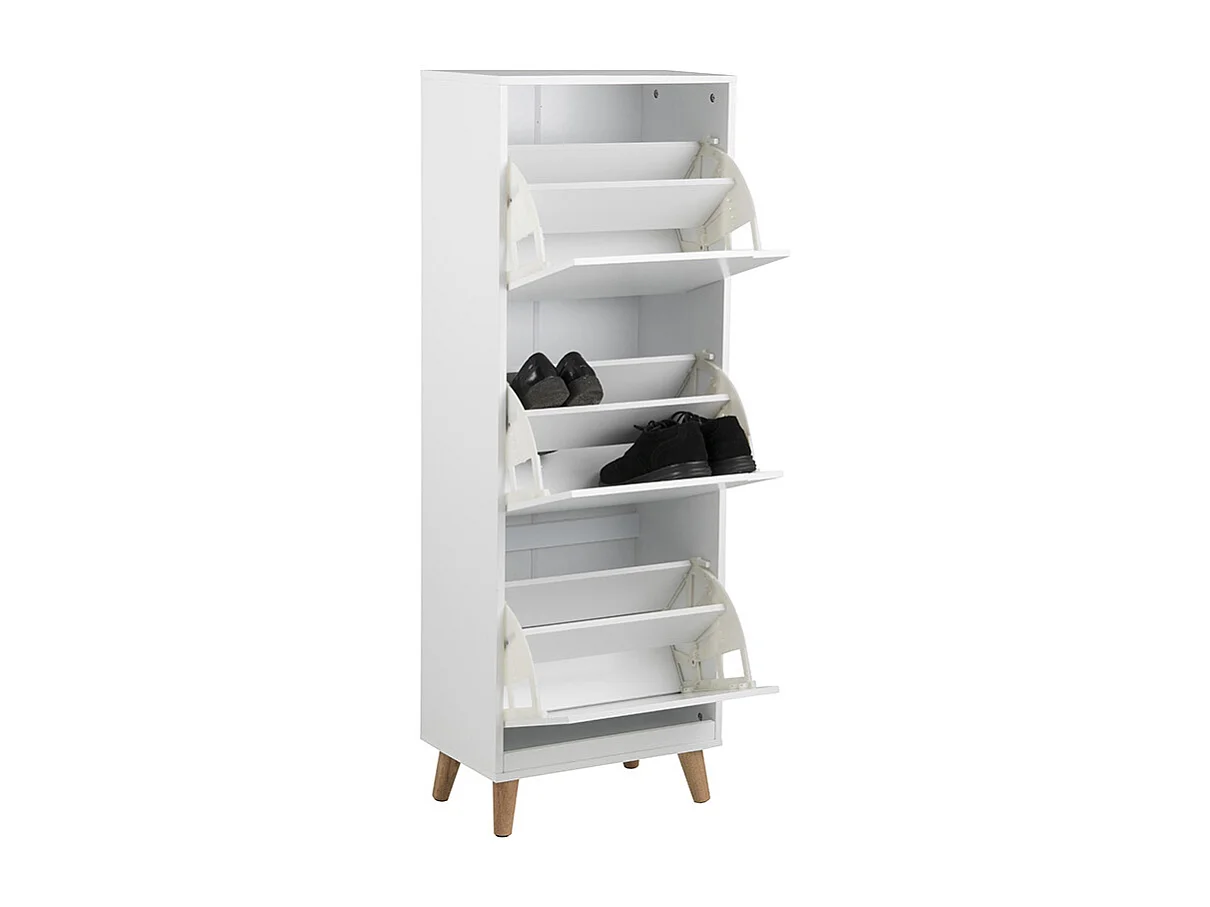 Mueble zapatero nórdico 3 cajones madera y blanco MITRAA