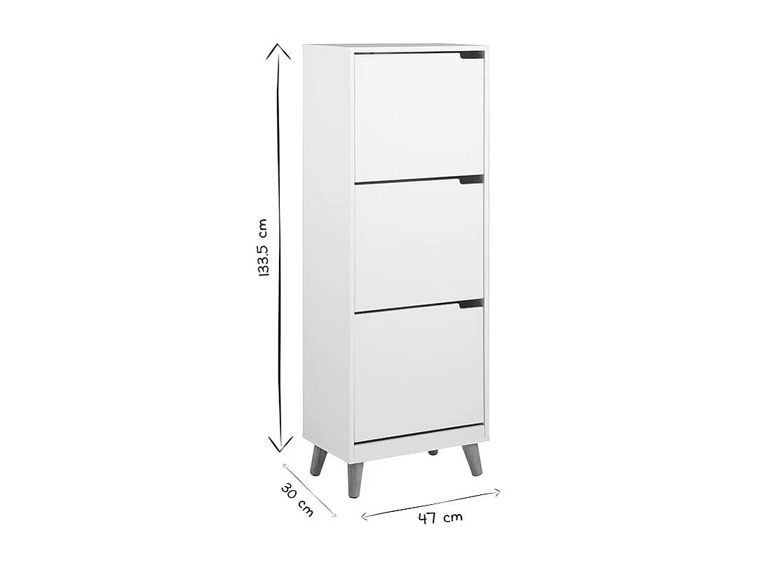 Scarpiera scandinava 3 scompartimenti legno e bianca MITRAA