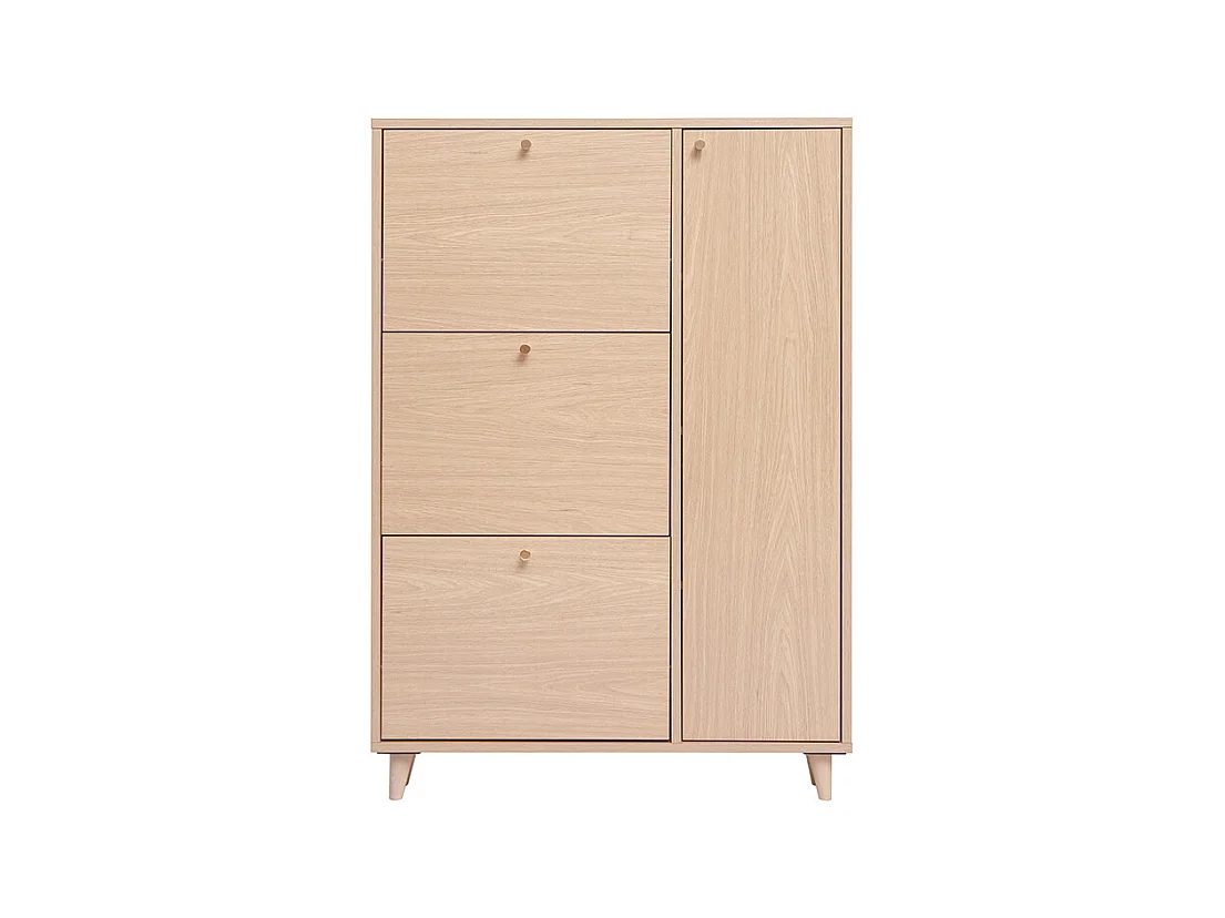 Meuble à chaussures finition bois clair chêne et métal doré L90 cm SILVESTRE