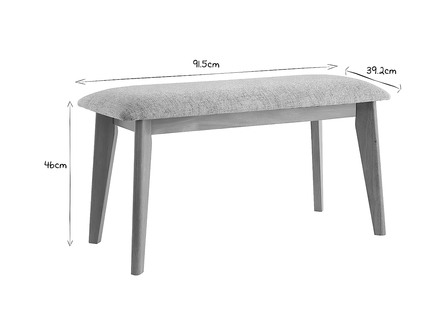 Banco de madera con tejido gris claro ELION