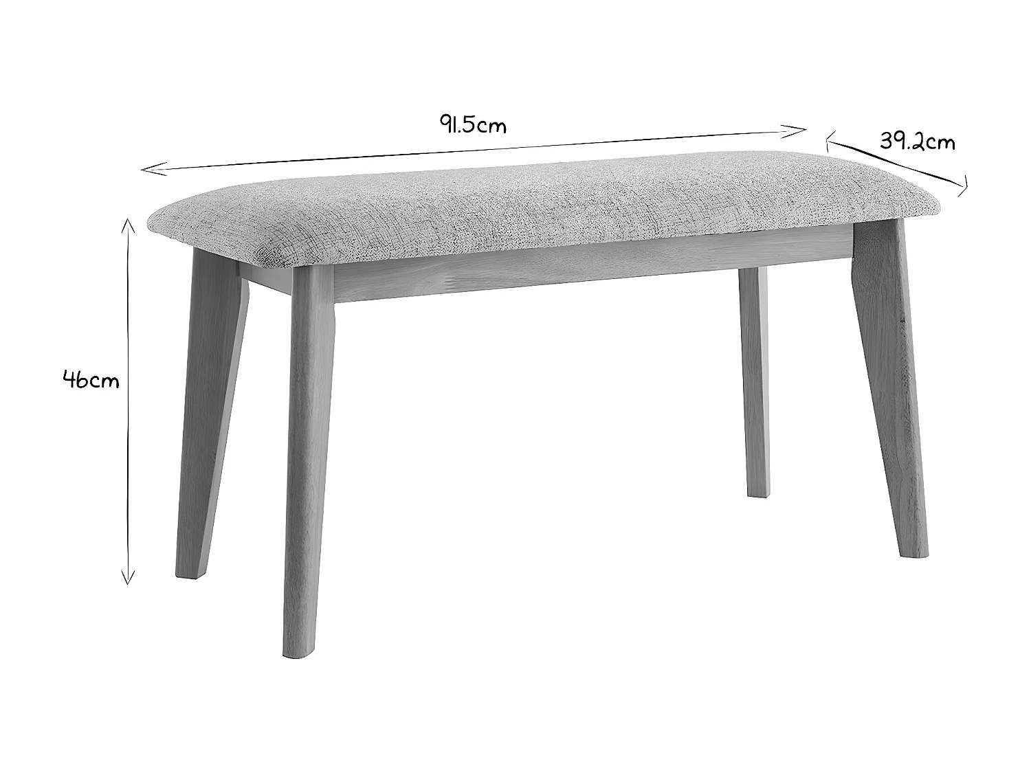 Banco de madera con tejido gris claro ELION