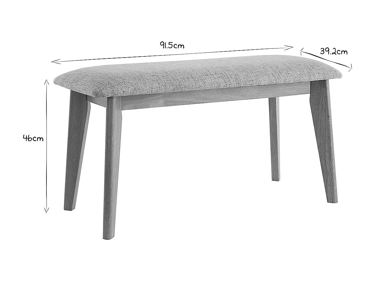 Banco de madera con tejido gris claro ELION