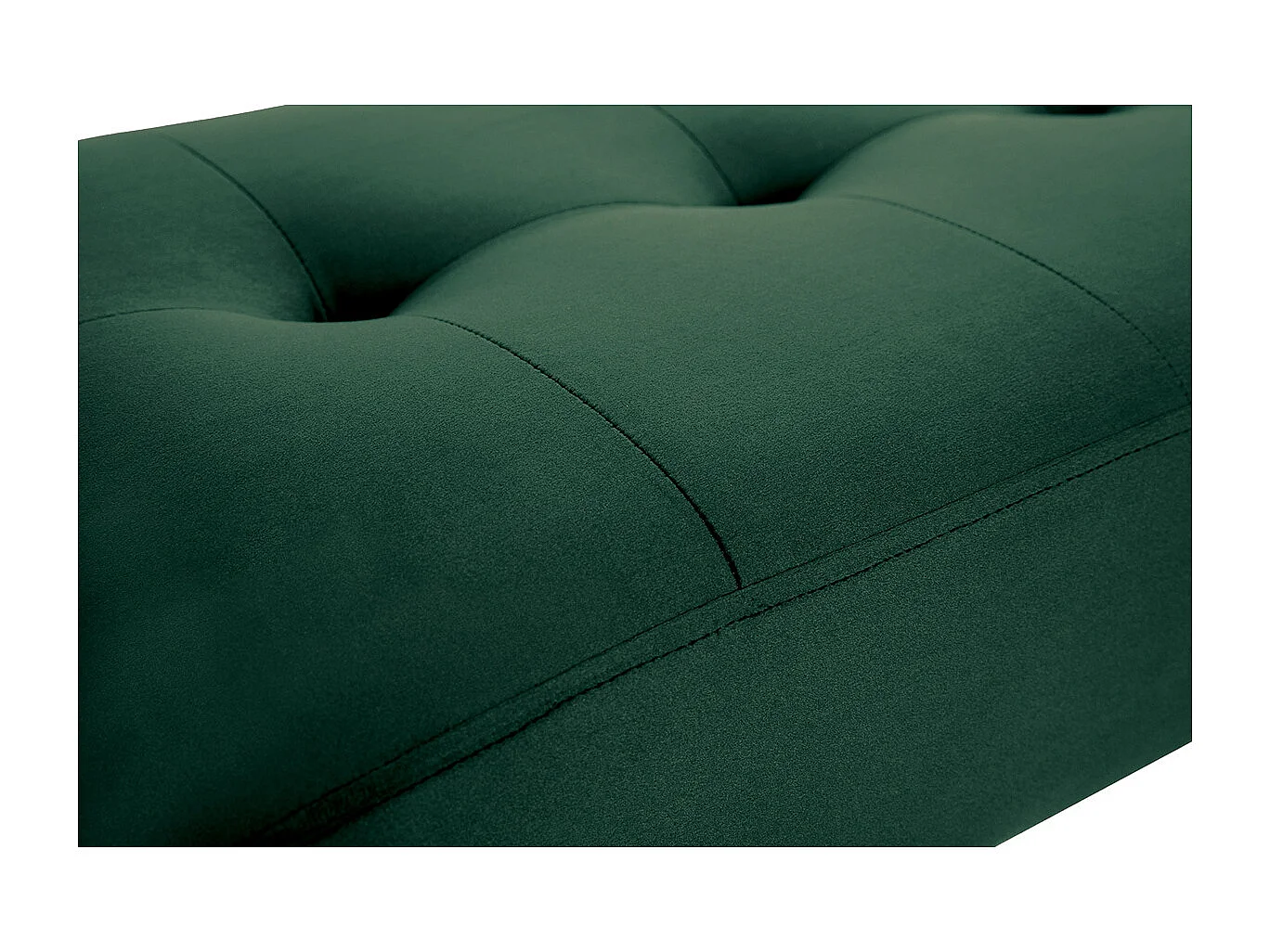 Panca design lavorazione capitonné in tessuto velluto verde scuro e metallo nero L95 cm GUESTA