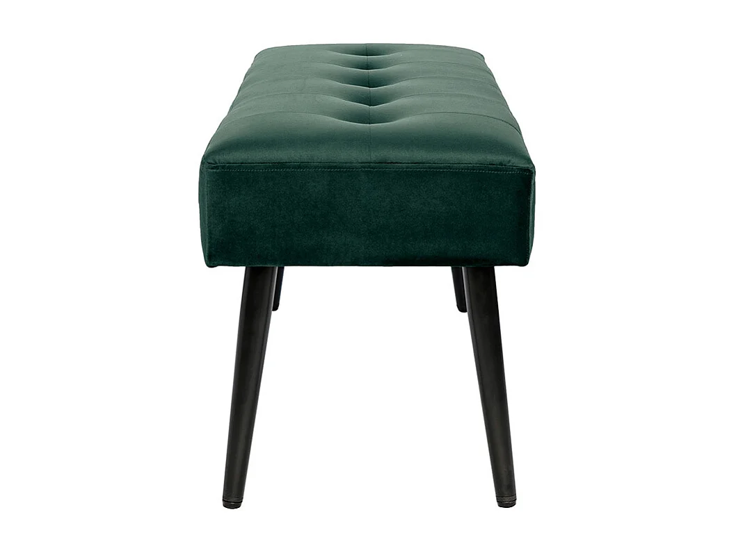 Panca design lavorazione capitonné in tessuto velluto verde scuro e metallo nero L95 cm GUESTA