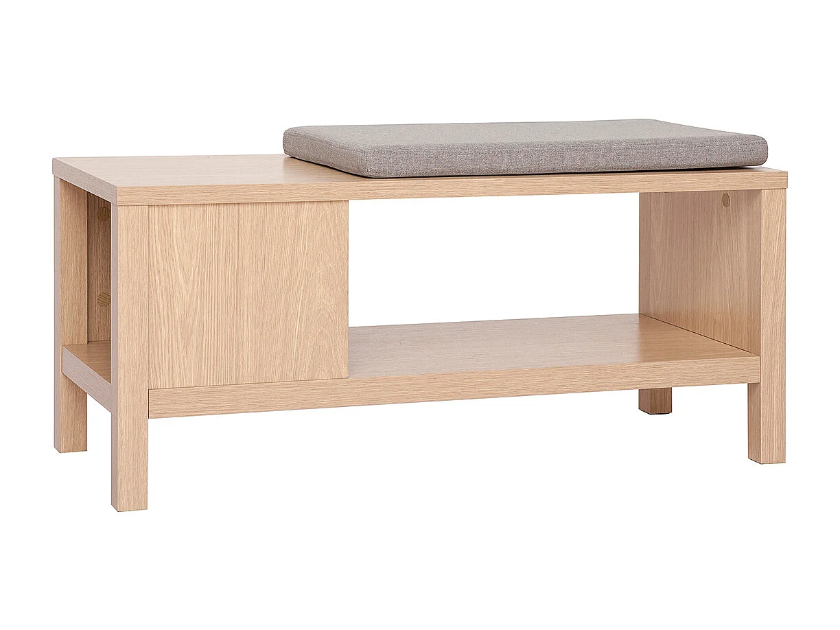 Sitzbank in Eiche mit Kissen und offener Nische B100 cm GUMBY