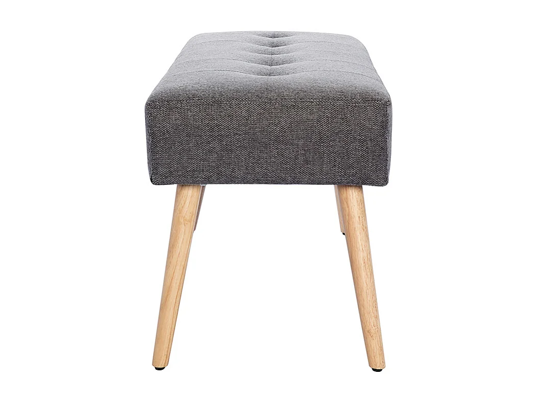 Banc scandinave capitonné en tissu effet velours texturé gris foncé et bois clair L96 cm GUESTA