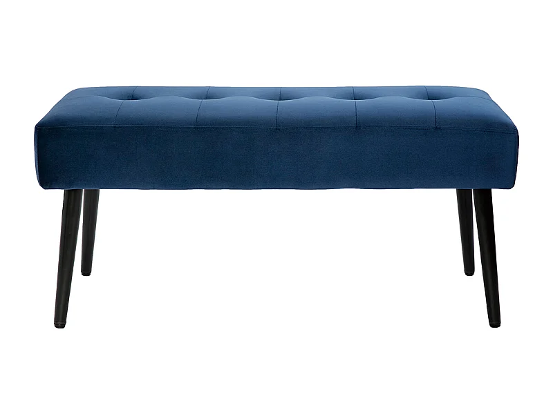 Gepolsterte Design-Bank aus nachtblauem Samtstoff und schwarzem Metall L95 cm GUESTA