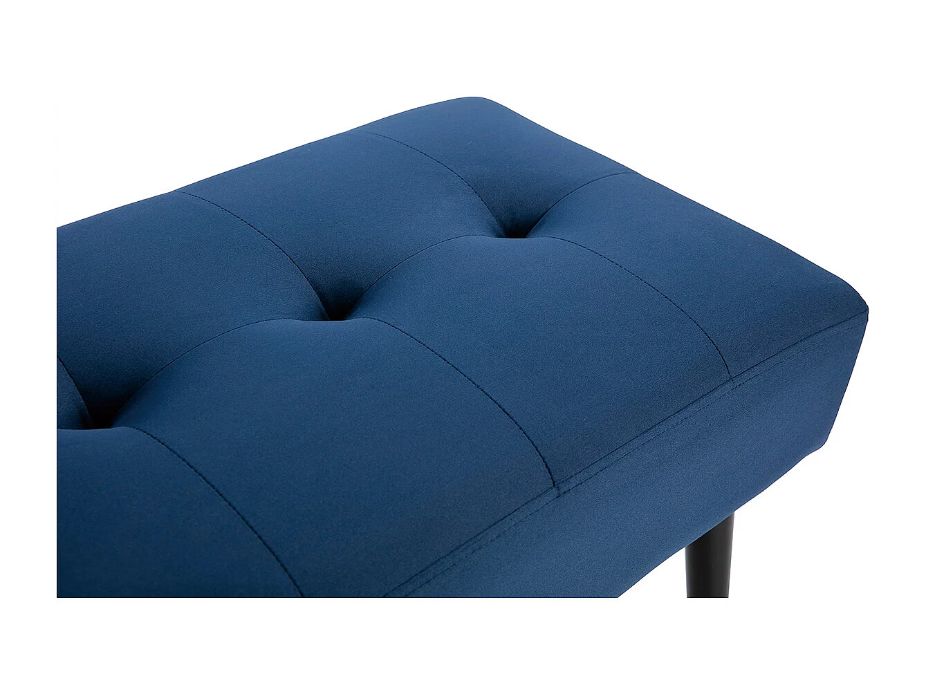 Panca design lavorazione capitonné in tessuto velluto blu notte e metallo nero L95 cm GUESTA