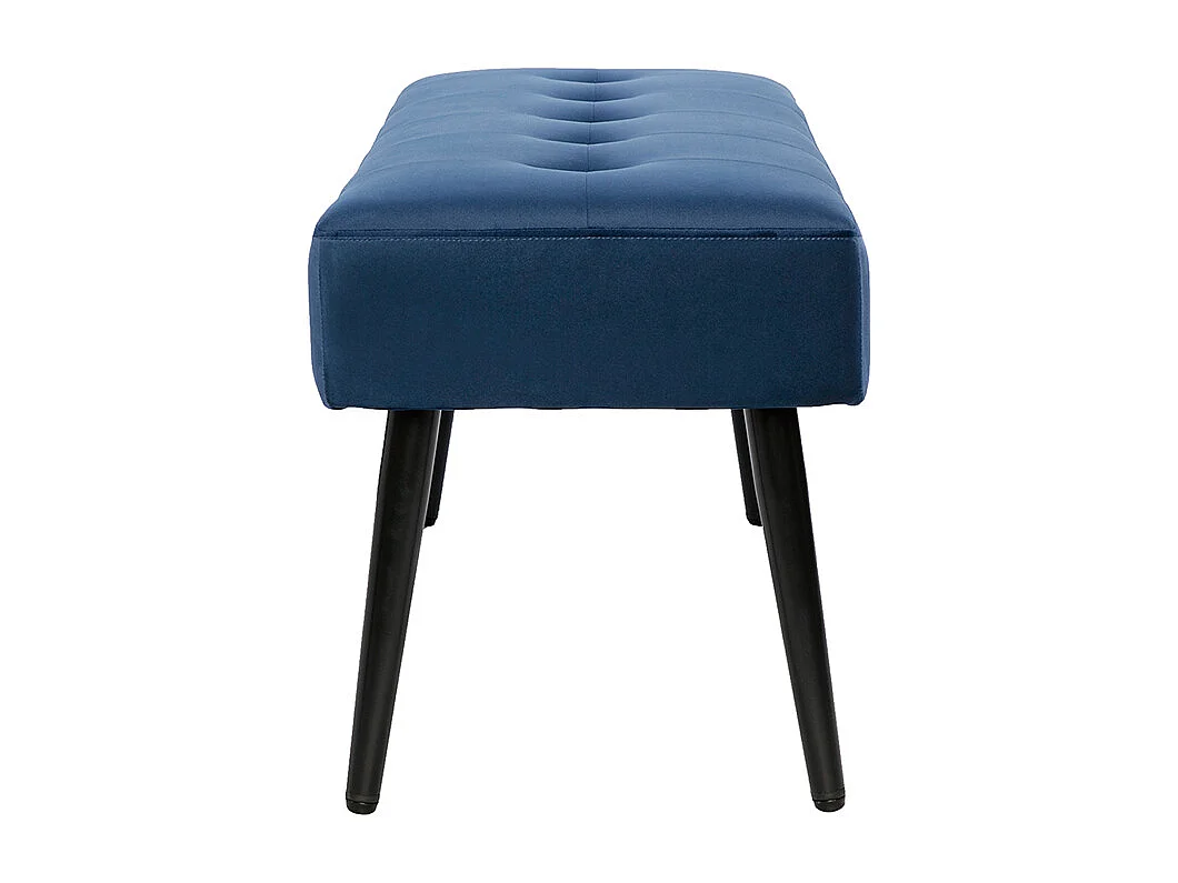 Panca design lavorazione capitonné in tessuto velluto blu notte e metallo nero L95 cm GUESTA
