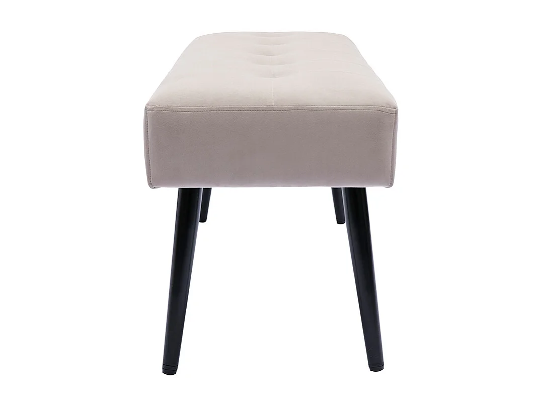 Banc design capitonné en tissu velours taupe et métal noir L96 cm GUESTA