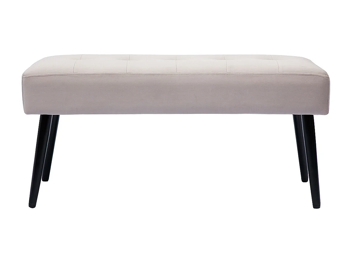 Gepolsterte Design-Bank aus taupefarbenem Samtstoff und schwarzem Metall L95 cm GUESTA