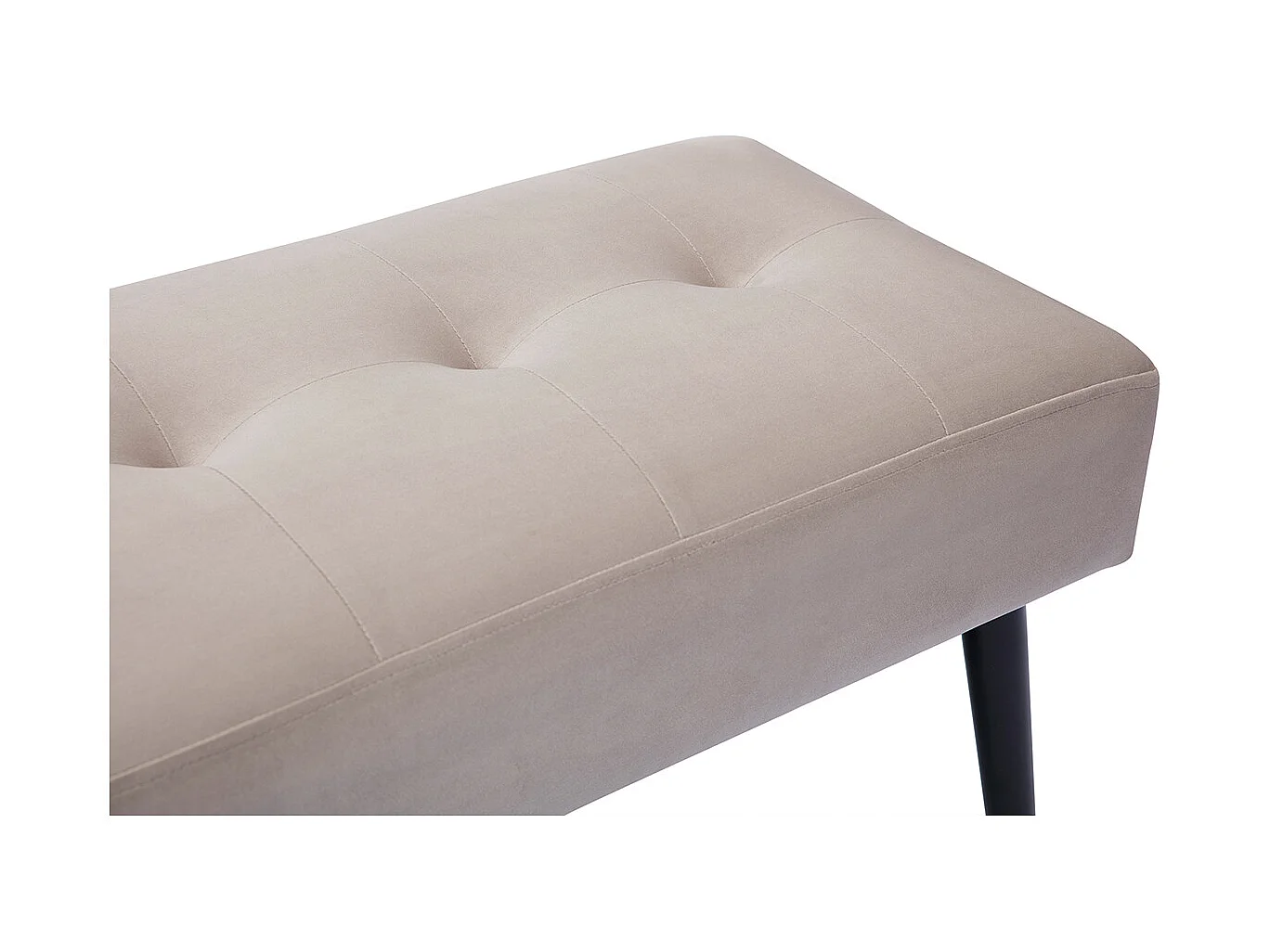 Banc design capitonné en tissu velours taupe et métal noir L96 cm GUESTA