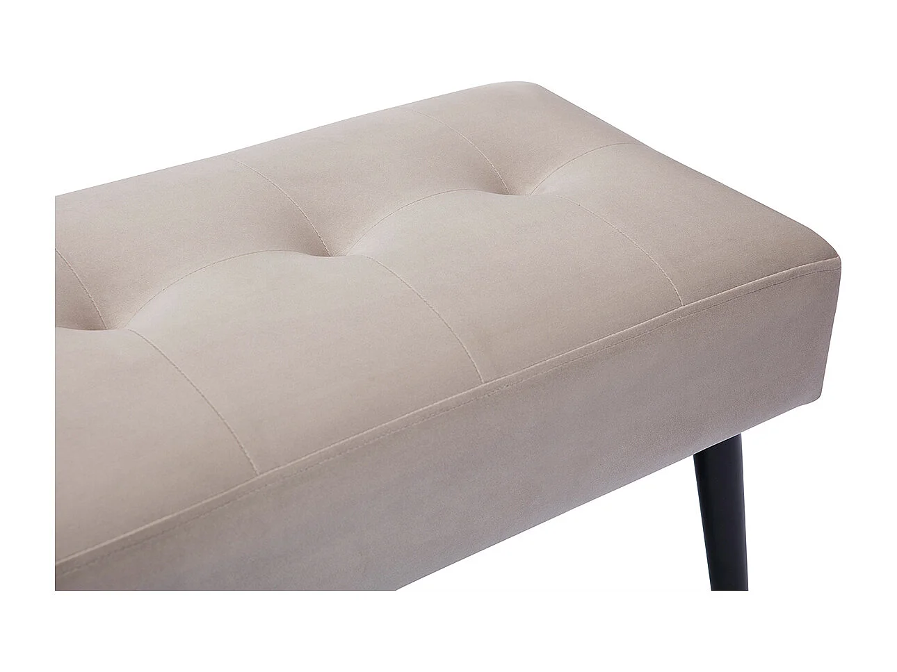 Banc design capitonné en tissu velours taupe et métal noir L96 cm GUESTA