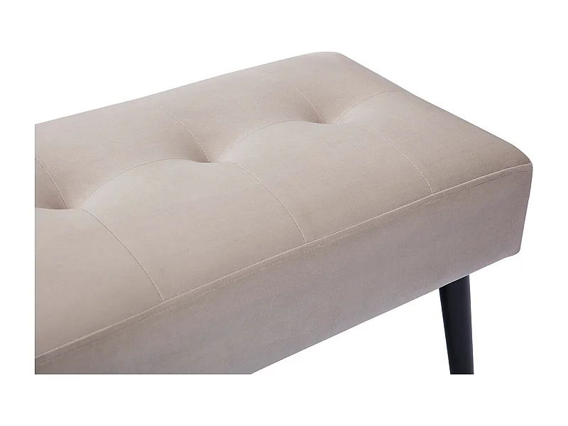 Banc design capitonné en tissu velours taupe et métal noir L96 cm GUESTA