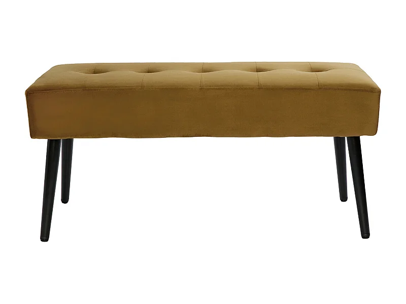 Panca design lavorazione capitonné in tessuto velluto color bronzo e metallo nero L95 cm GUESTA