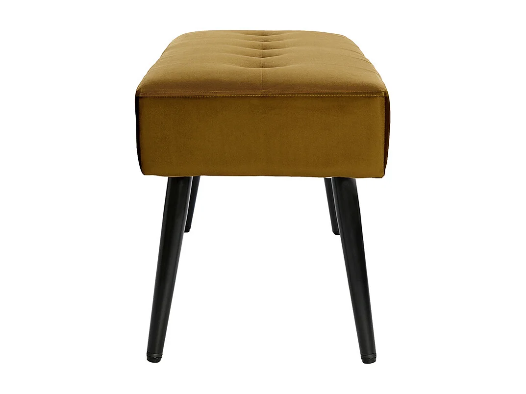 Panca design lavorazione capitonné in tessuto velluto color bronzo e metallo nero L95 cm GUESTA