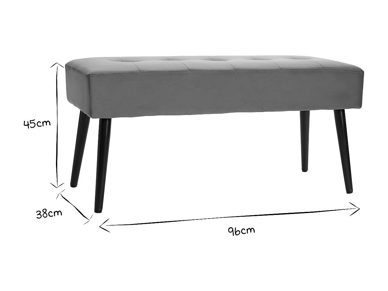 Panca design lavorazione capitonné in tessuto velluto color bronzo e metallo nero L95 cm GUESTA