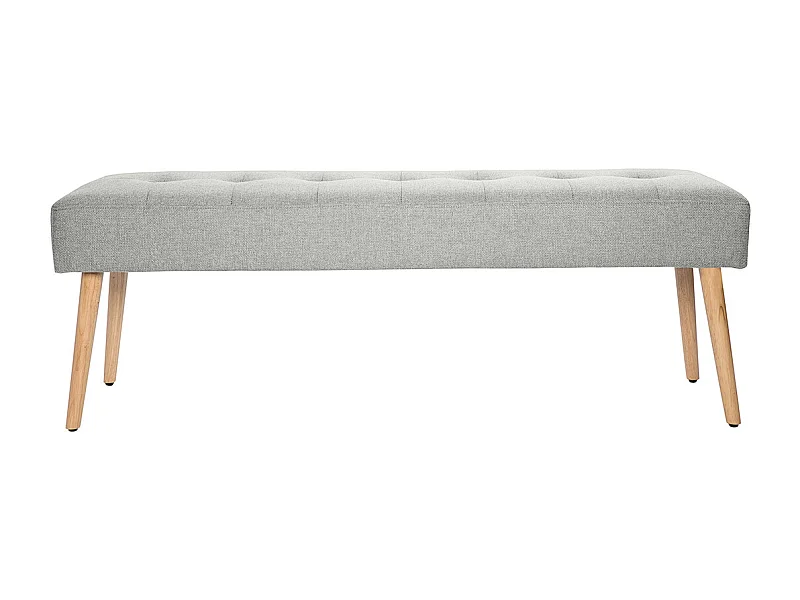 Panca scandinava lavorazione capitonné in tessuto effetto velluto testurizzato grigio chiaro e legno chiaro L130 cm GUESTA