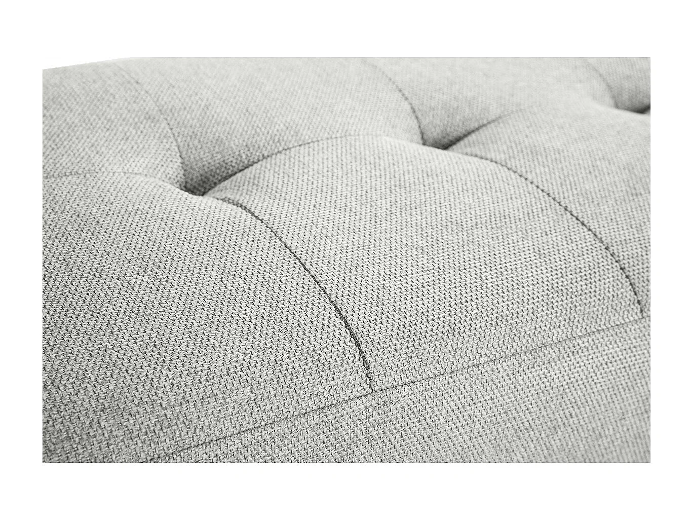 Banc scandinave capitonné en tissu effet velours texturé gris clair et bois clair L130 cm GUESTA