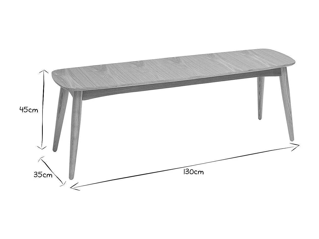 Banco estilo nórdico de fresno 130 cm de anchura NORDECO